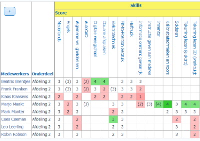 skills per medewerker fit-to-position