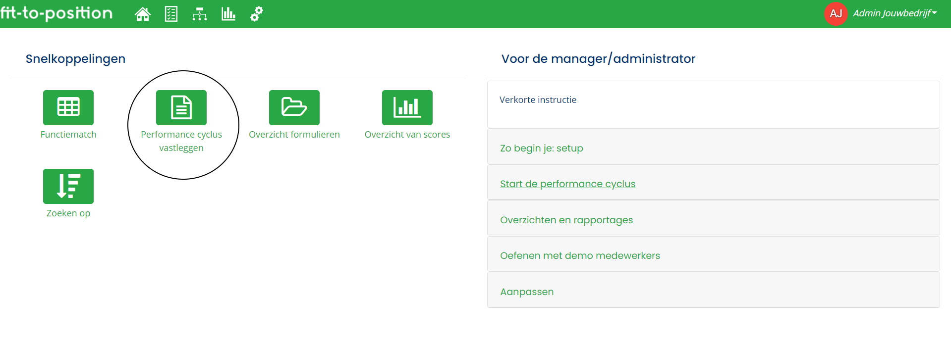 performance cyclus vastleggen